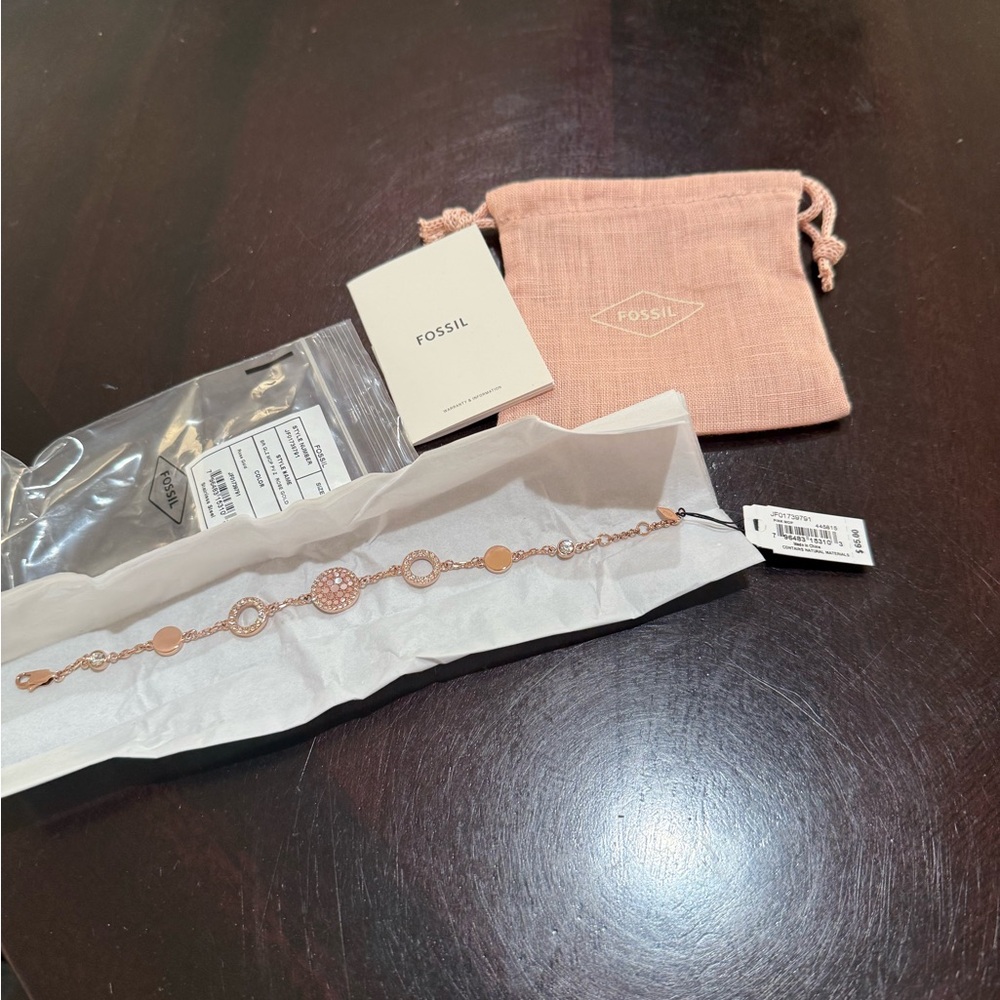 Fossil Rose Gold Stainless Steel Bracelet with Pouch